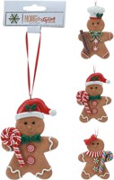 Home & Styling adorno navideño hombre de jengibre 11cm decoración poli