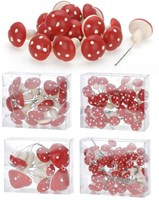 Decoración de seta en alambre rojo blanco plástico set de 5 piezas