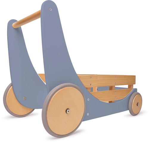 Kinderfeets Carrito de Almacenamiento y Andador de Madera 2 en 1 - Azul Pizarra-2