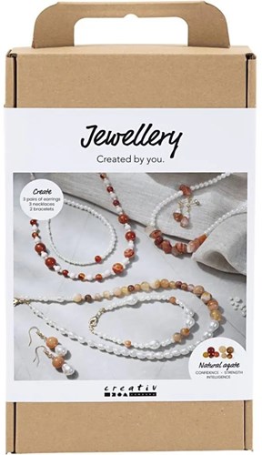 Creativ Company set de joyería cuentas ágata - kit hobby crea tus propias joyas
