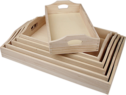 Creativ Company bandejas de madera set - 6 piezas con asas 29-44 cm