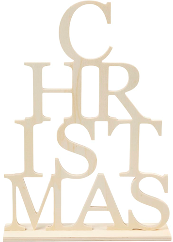 Creativ Company decoración árbol de Navidad de madera con letras 21x29 cm