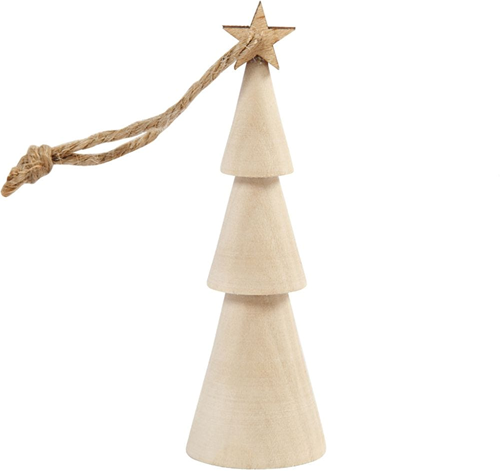 Creativ Company adorno árbol de Navidad de madera con estrella 9 cm decoración
