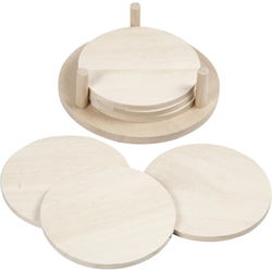 Creativ Company posavasos redondos de madera 9,5 cm con soporte 6 unidades