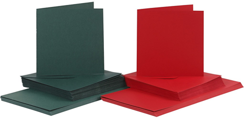 Creativ Company tarjetas y sobres rojo verde 15x15cm 50 sets manualidades