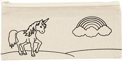 Creativ Company estuche de algodón unicornio - estuche 21x9 cm blanco