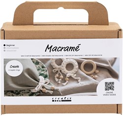 Creativ Company set macramé anillos servilleta off-white decoración mesa