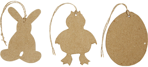 Creativ Company colgantes de Pascua papel maché 10 cm marrón 6 piezas decoración