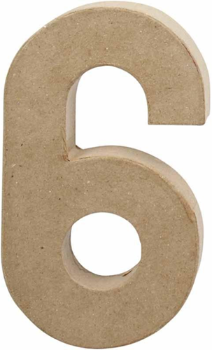 Creativ Company decoración número 6 papel maché marrón 20,5 cm manualidades