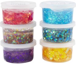 Creativ Company arcilla Sequin Clay set azul verde morado rosa 6x60g manualidades