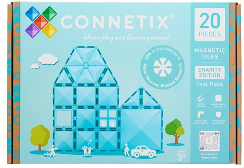 Connetix Juguete de Construcción Magnético Charity Pack Teal 20 Piezas - Juego Creativo