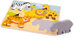 BigJigs puzzle de madera Safari - juguete educativo 5 piezas