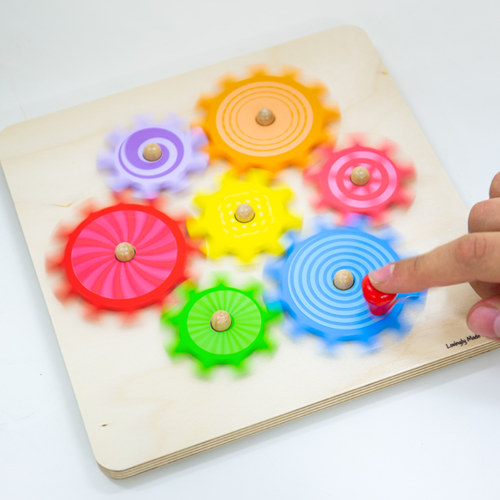 BigJigs puzzle de madera con engranajes juguete educativo colorido-2