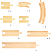 BigJigs set de expansión de vías de tren de madera rectas y curvas - 24 piezas-2