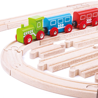 BigJigs set de expansión de vías de tren de madera rectas y curvas - 24 piezas-3