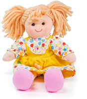 BigJigs muñeca de trapo Daisy - muñeca suave vestido amarillo - 28 cm-2