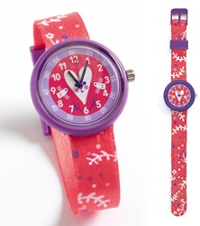 Djeco reloj infantil Heart - reloj de cuarzo aprender a leer la hora
