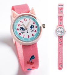 Djeco reloj infantil Cat - reloj educativo de cuarzo impermeable