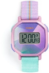 Djeco reloj digital Purple prisma resistente al agua y golpes niños