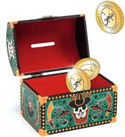 Djeco hucha pirata - decoración cofre del tesoro de madera FSC-2