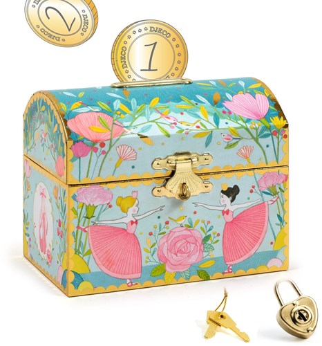Djeco hucha Ballerina - colorida hucha infantil con candado