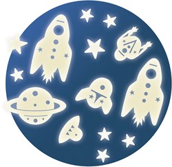 Djeco Pegatinas de pared Glow in the Dark Space mission - Decoración espacial