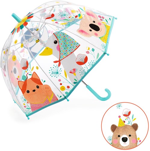 Djeco paraguas infantil naturaleza - transparente - estampado animal - resistente-2