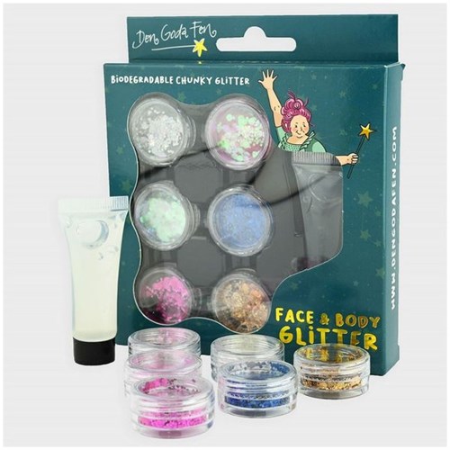 Den Goda Fen set de purpurina cara y cuerpo - 7 piezas - multicolor