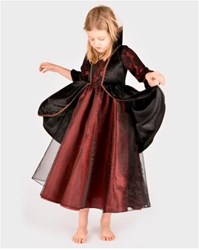 Den Goda Fen disfraz vestido reina vampiro deluxe 110-116 negro rojo