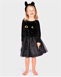 Den Goda Fen disfraz vestido de gato negro con diadema 110-116cm 4-6 años