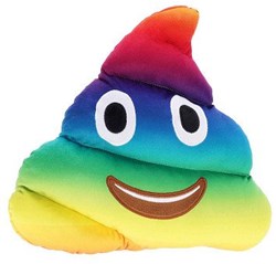 Cojín forma caca colores arcoíris decoración para niños