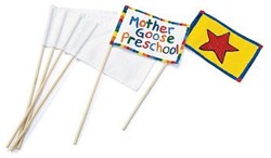 Colorations - Canvas Vlaggen met Stok Wit, Set van 12
