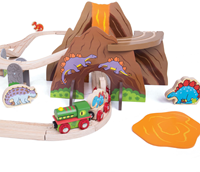 BigJigs set de tren de madera dinosaurio - juguete de 49 piezas-3