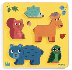 Djeco puzzle de madera formas Frimours - puzzle de animales 5 piezas