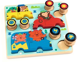 Djeco puzzle de madera juguete - puzzle de relieve colorido para niños