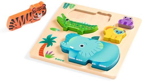 Djeco puzzle de madera WoodyWild - juguete educativo FSC 100%