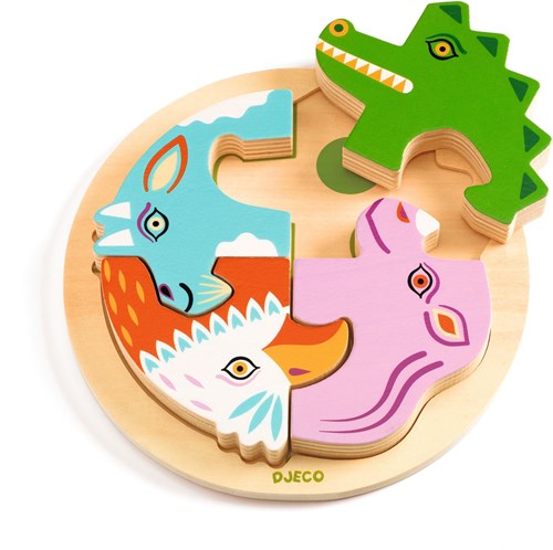 Djeco puzzle de madera cocodrilo - juguete educativo FSC 100%