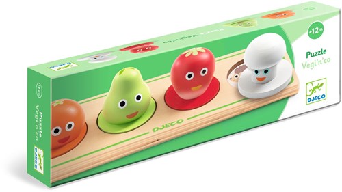 Djeco puzzle de madera - juguete para niños Vegi'n'Co con grandes pomos-2