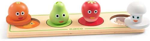 Djeco puzzle de madera - juguete para niños Vegi'n'Co con grandes pomos