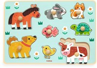 Djeco puzzle de madera - juguete para niños pequeños Dog'n'Co con grandes pomos