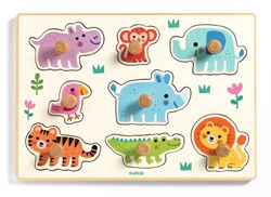 Djeco puzzle de madera juguete - grandes pomos Hippo'n'Co