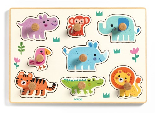 Djeco puzzle de madera juguete - grandes pomos Hippo'n'Co