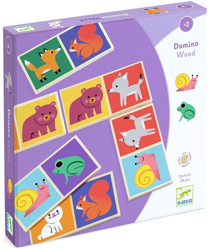 Djeco juego educativo de madera Domino Wood - FSC 100% animales del bosque-3