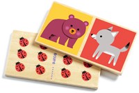 Djeco juego educativo de madera Domino Wood - FSC 100% animales del bosque-2