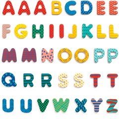Djeco imanes de madera 38 letras grandes - set alfabeto colorido