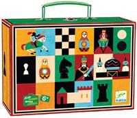 Djeco juego clásico ajedrez y damas - juego de mesa de madera FSC-2