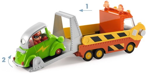 Djeco coche de juguete grúa Crazy truck con plataforma-3