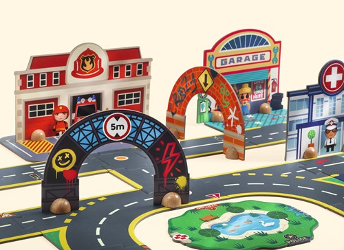 Djeco puzzle ciudad - puzzle gigante 33 piezas para niños-2