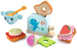 Djeco juguete de cocina Desayuno gatito - set de desayuno de madera para niños