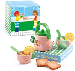 Djeco set de té de juguete - set de té de madera FSC 100% - juego de rol